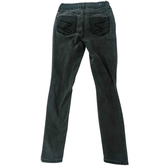 Like new! Seven7 Womens Black Distressed Ripped Knee Skinny Jeans  Size 4 - Picture 3 of 5